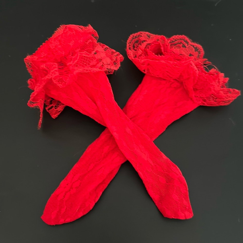 Red Lace Adult Ankle Socks